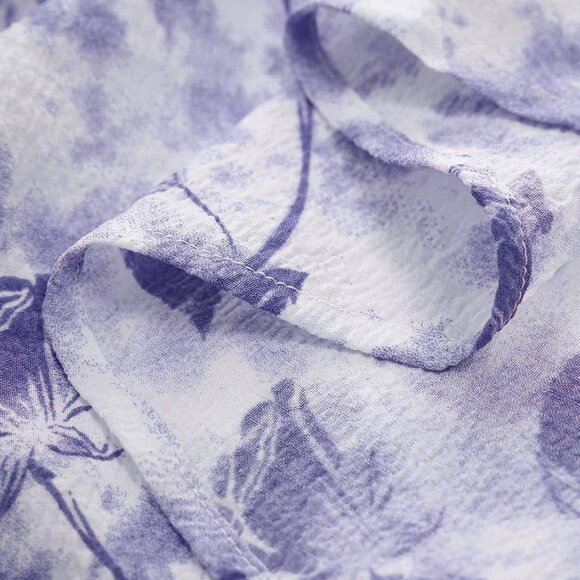 Plus Size Boho Floral Milkmaid Dress Linen Square Neck Flutter Sleeve - Picture 5 of 6